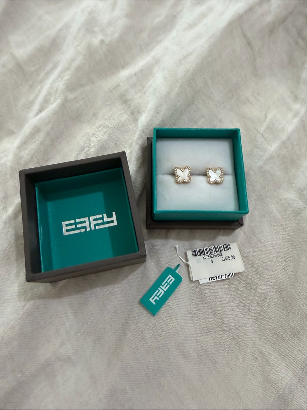 Effy Mother-of-Pearl Butterfly Earrings 14k Gold